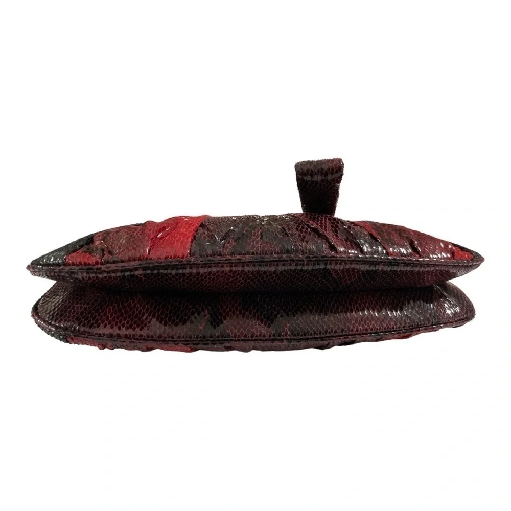 Nine West Faux Reptile Clutch Wristlet Bordeaux  Purple Ombré Party Night Out